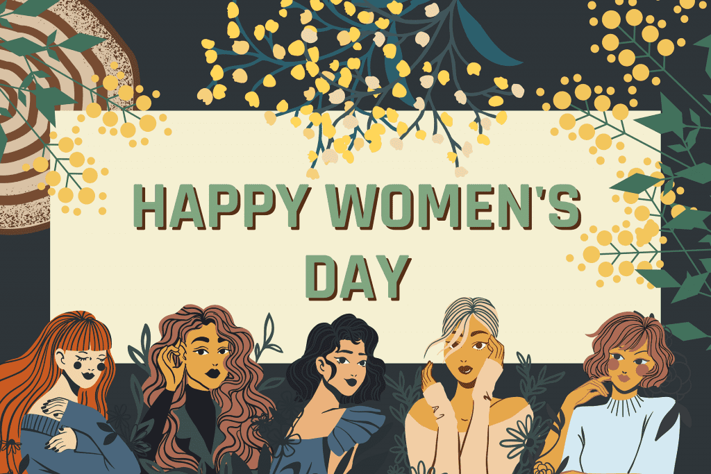 Happy Women's Day Frauen mit Blumen